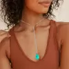 8.9ct Pear Cut Green Blue Paraiba Tourmaline Y Necklace