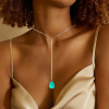 8.9ct Pear Cut Green Blue Paraiba Tourmaline Y Necklace