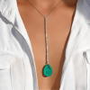 8.9ct Pear Cut Green Blue Paraiba Tourmaline Y Necklace