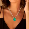 9ct Pear Cut Green Paraiba Pendant Necklace