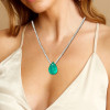 9ct Pear Cut Green Paraiba Pendant Necklace