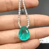9ct Pear Cut Green Paraiba Pendant Necklace