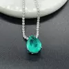 9ct Pear Cut Green Paraiba Pendant Necklace
