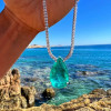 9ct Pear Cut Green Paraiba Pendant Necklace
