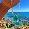 9ct Pear Cut Green Paraiba Pendant Necklace