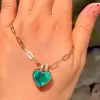 5.9ct Bezel Set Heart Cut Emerald Necklace With Link Chain