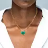 5.9ct Bezel Set Heart Cut Emerald Necklace With Link Chain