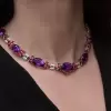 60ctw Oval Cut Amethyst & Pink Sapphire Statement Necklace