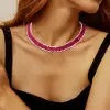 60ctw Round Cut Ruby Three-row Necklace