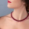 60ctw Round Cut Ruby Three-row Necklace