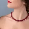 60ctw Round Cut Ruby Three-row Necklace