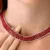 60ctw Round Cut Ruby Three-row Necklace