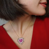 Ruby and Brown Sapphire Cluster Heart Necklace