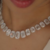 119ctw Cushion Cut White Sapphire Halo Statement Necklace