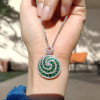 6.5ctw White Sapphire and Emerald Lollipop Pendant Necklace