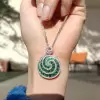 6.5ctw White Sapphire and Emerald Lollipop Pendant Necklace
