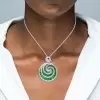 6.5ctw White Sapphire and Emerald Lollipop Pendant Necklace