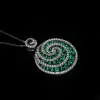 6.5ctw White Sapphire and Emerald Lollipop Pendant Necklace