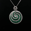6.5ctw White Sapphire and Emerald Lollipop Pendant Necklace