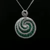 6.5ctw White Sapphire and Emerald Lollipop Pendant Necklace