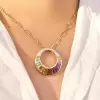 7.6ctw Invisible Set Rainbow Sapphire Pendant Necklace
