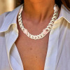 Paved White and Pink Sapphire Linked Heart Statement Necklace