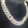 Paved White and Pink Sapphire Linked Heart Statement Necklace