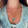 14CT Emerald Cut Aquamarine Link Chain Necklace