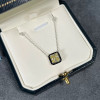 5ct Princess Cut Halo Square Pendant Necklace