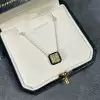 5ct Princess Cut Halo Square Pendant Necklace