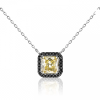 5ct Princess Cut Halo Square Pendant Necklace