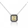 5ct Princess Cut Halo Square Pendant Necklace