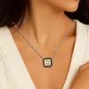 5ct Princess Cut Halo Square Pendant Necklace