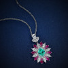 2.5ct Oval Cut Green Paraiba Tourmaline Flower Necklace