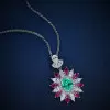 2.5ct Oval Cut Green Paraiba Tourmaline Flower Necklace
