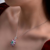 2.5ct Oval Cut Green Paraiba Tourmaline Flower Necklace