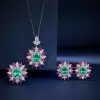 2.5ct Oval Cut Green Paraiba Tourmaline Flower Necklace
