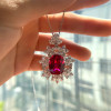 Vintage 12ct Cushion Cut Ruby Flower Necklace