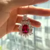 Vintage 12ct Cushion Cut Ruby Flower Necklace