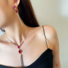 Vintage Oval Cut Ruby Fringe Necklace