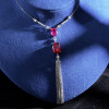 Vintage Oval Cut Ruby Fringe Necklace