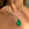 20ct Pear Cut Emerald Tennis Necklace