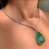 20ct Pear Cut Emerald Tennis Necklace
