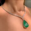 20ct Pear Cut Emerald Tennis Necklace