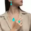 16ct Pear Cut Green Blue Paraiba Three-piece Jewelry Set