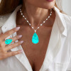 16ct Pear Cut Green Blue Paraiba Three-piece Jewelry Set