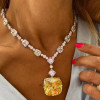 120ctw Cushion Cut Yellow Sapphire Statement Necklace