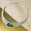 74ctw Pear Cut Emerald Asymmetric Necklace