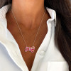 Baguette Cut Ruby Bow Pendant Necklace