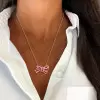 Baguette Cut Ruby Bow Pendant Necklace